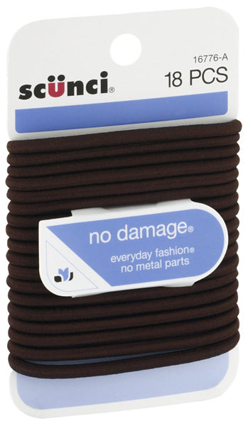 SCUNCI - No Damage Large Brown Satin Elastic 4 mm - 18 Pack Cheap