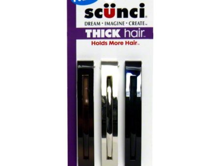 SCUNCI - Thick Hair Barrettes - 3 Pieces Hot on Sale