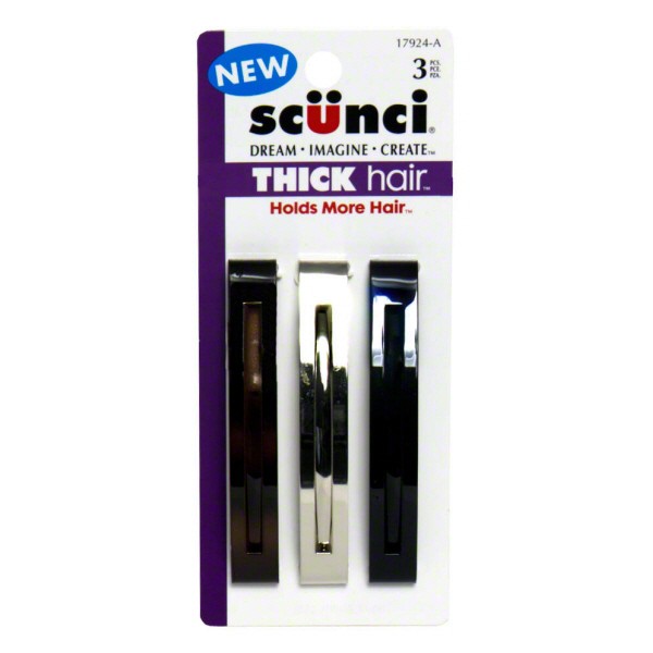 SCUNCI - Thick Hair Barrettes - 3 Pieces Hot on Sale