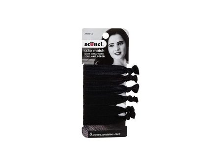 SCUNCI - Knot Ponytailer Black - 6 Pack Hot on Sale