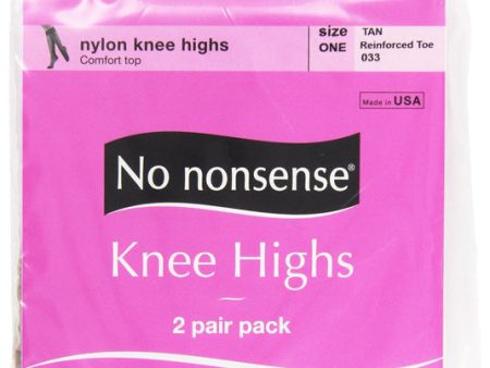 NO NONSENSE - Knee High Reinforced Toe Tan One Size - 2 Pair Pack For Sale