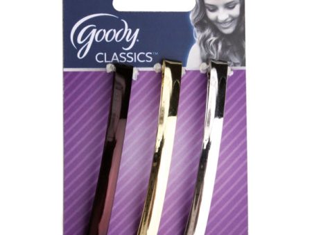 GOODY - Stay Tight Metal Hair Barrettes 3  - 3 Pieces For Sale