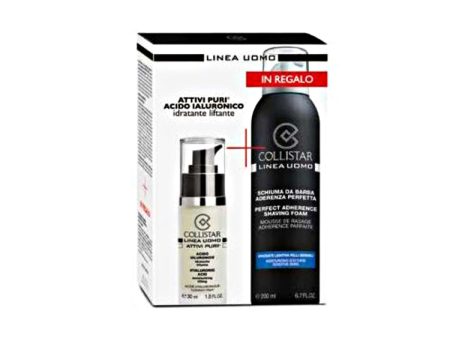 Collistar - Linea Uomo - Schiuma da Barba Aderenza Perfetta + Acido Ialuronico Idratante Liftante - Cofanetto uomo Sale