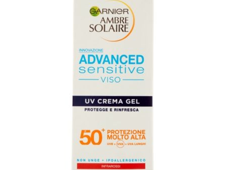 Garnier - Ambre Solaire - Advanced Sensitive Viso - UV Crema Gel - Protegge & Rinfresca - IP 50+ - Protezione Molto Alta Discount